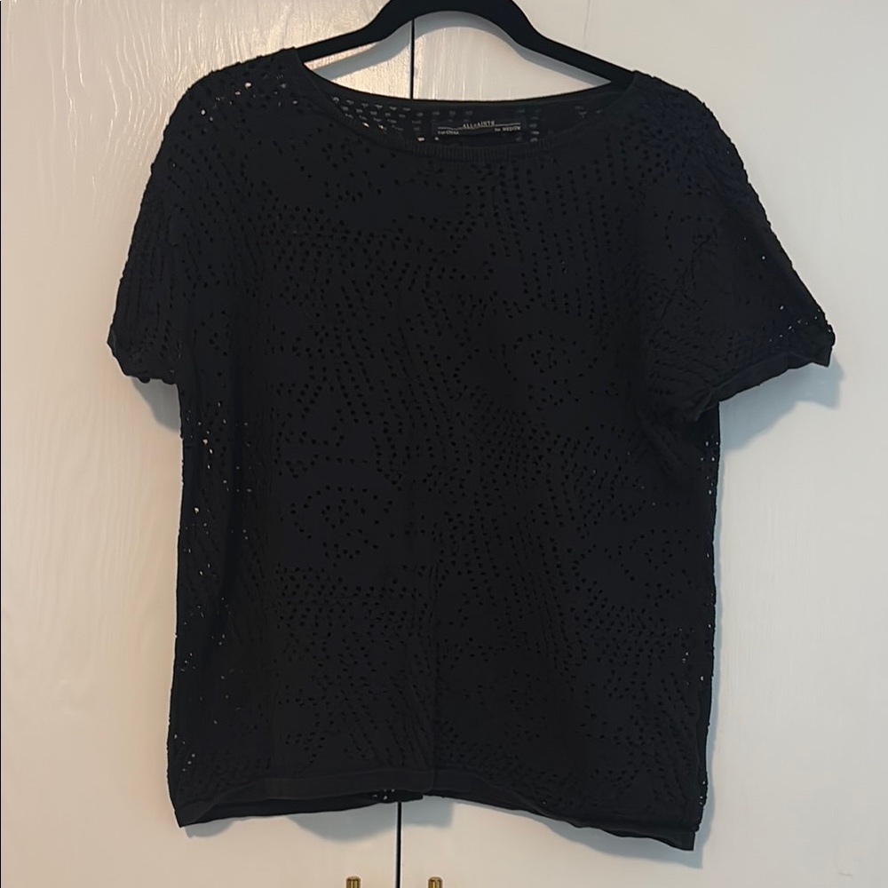 All Saints Black eyelet Blouse